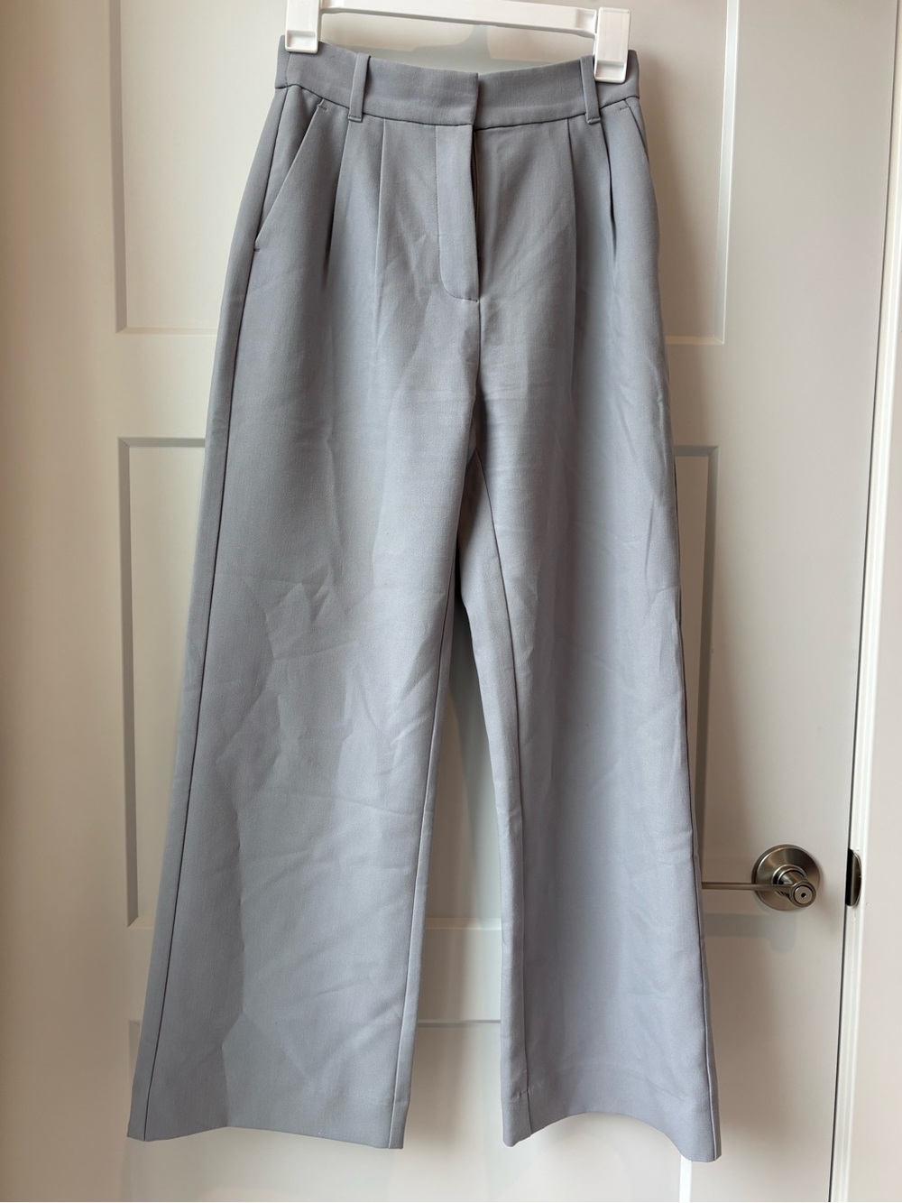 Abercrombie & Fitch Sloane Tailored Wide Leg Pant - Light Gray